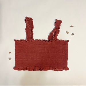 BURNT ORANGE RUCHED CROP TOP